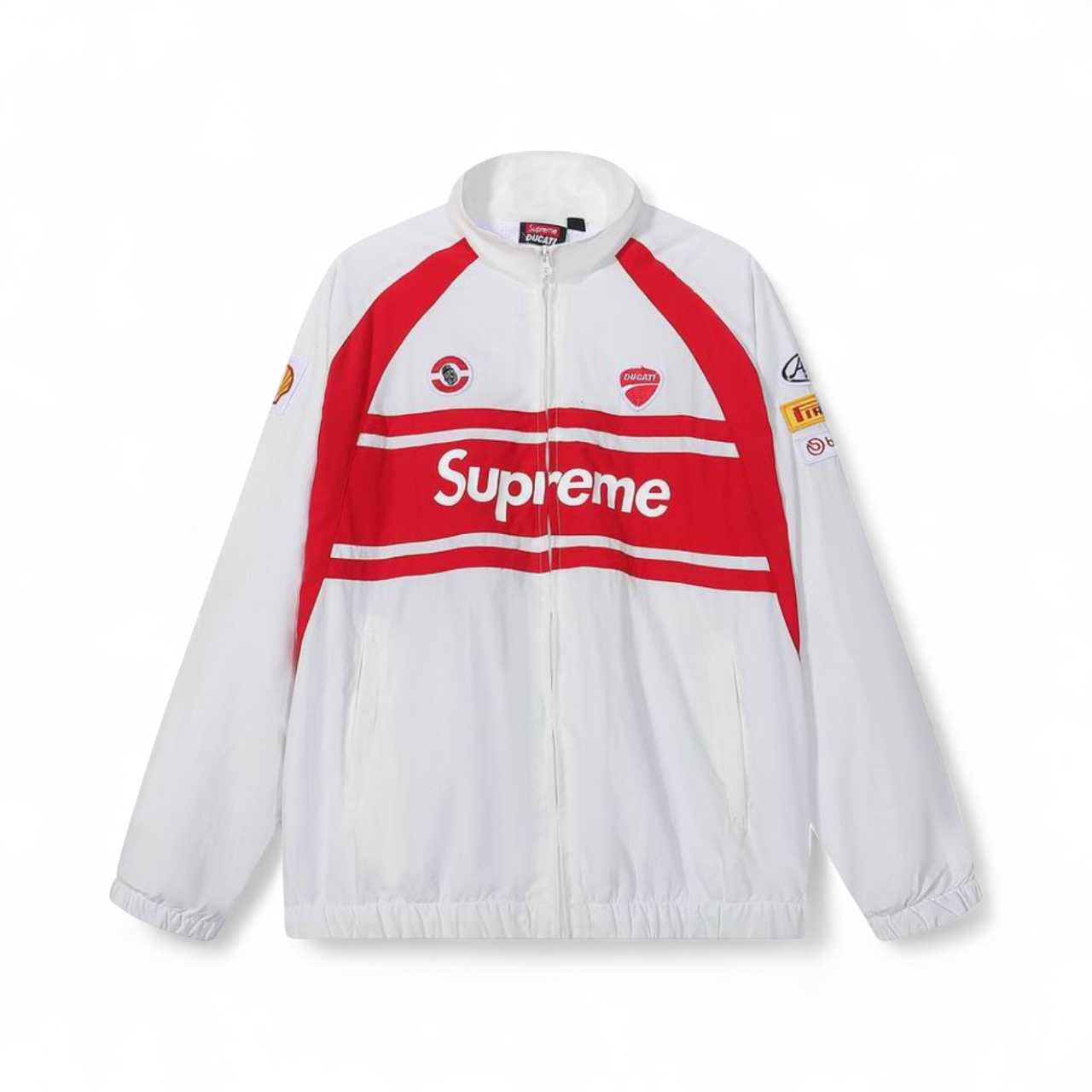SUPREME® × DUCATI® Track Jacket – White & Red – GOAT AVENUE